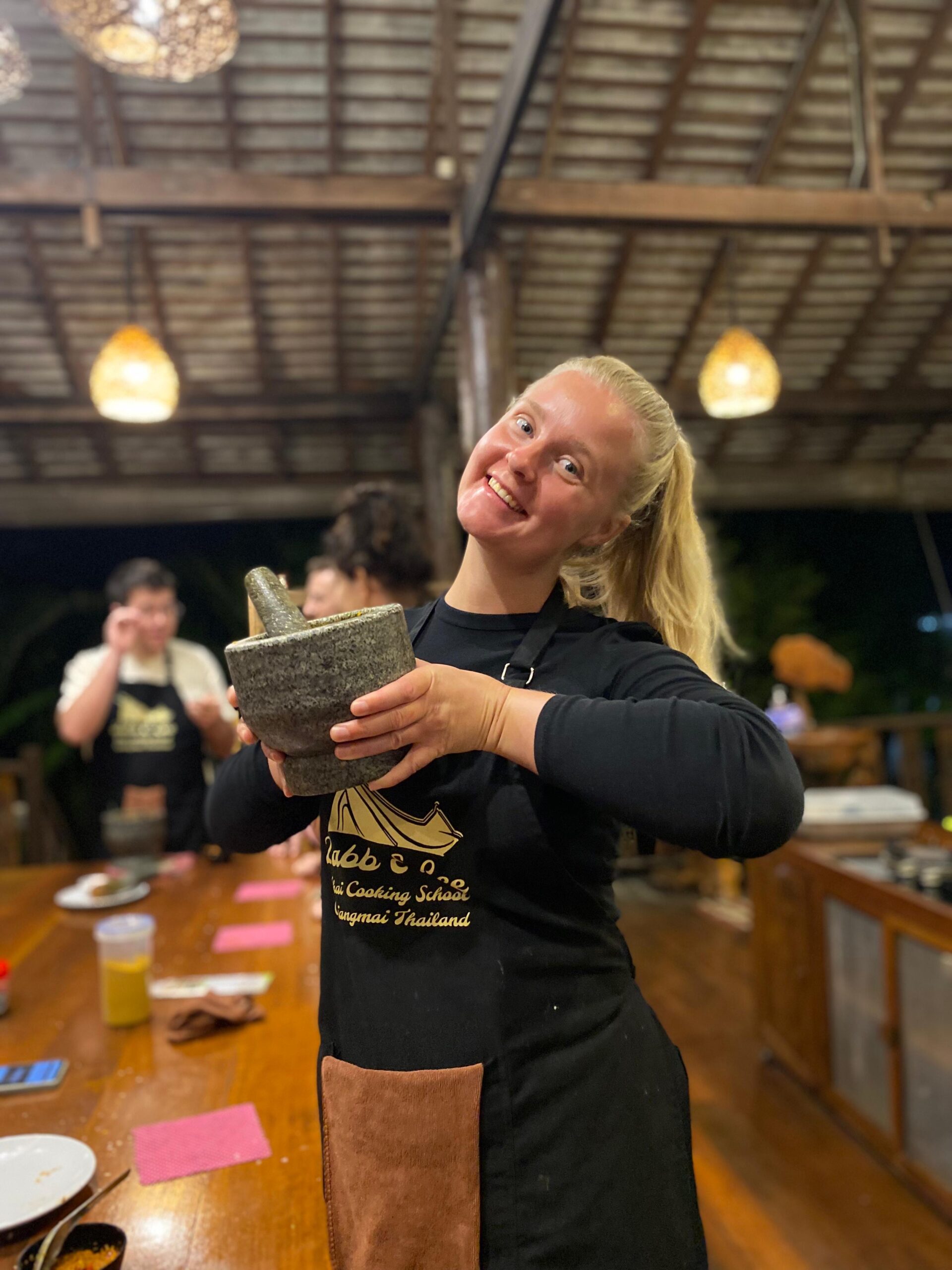 Me trying to look confident while learning the basics of Thai cooking during a class in Chiang Mai.